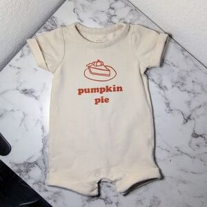 Cat & Jack Infant Boys Beige Pumpkin Pie Fall Short Sleeved Romper
